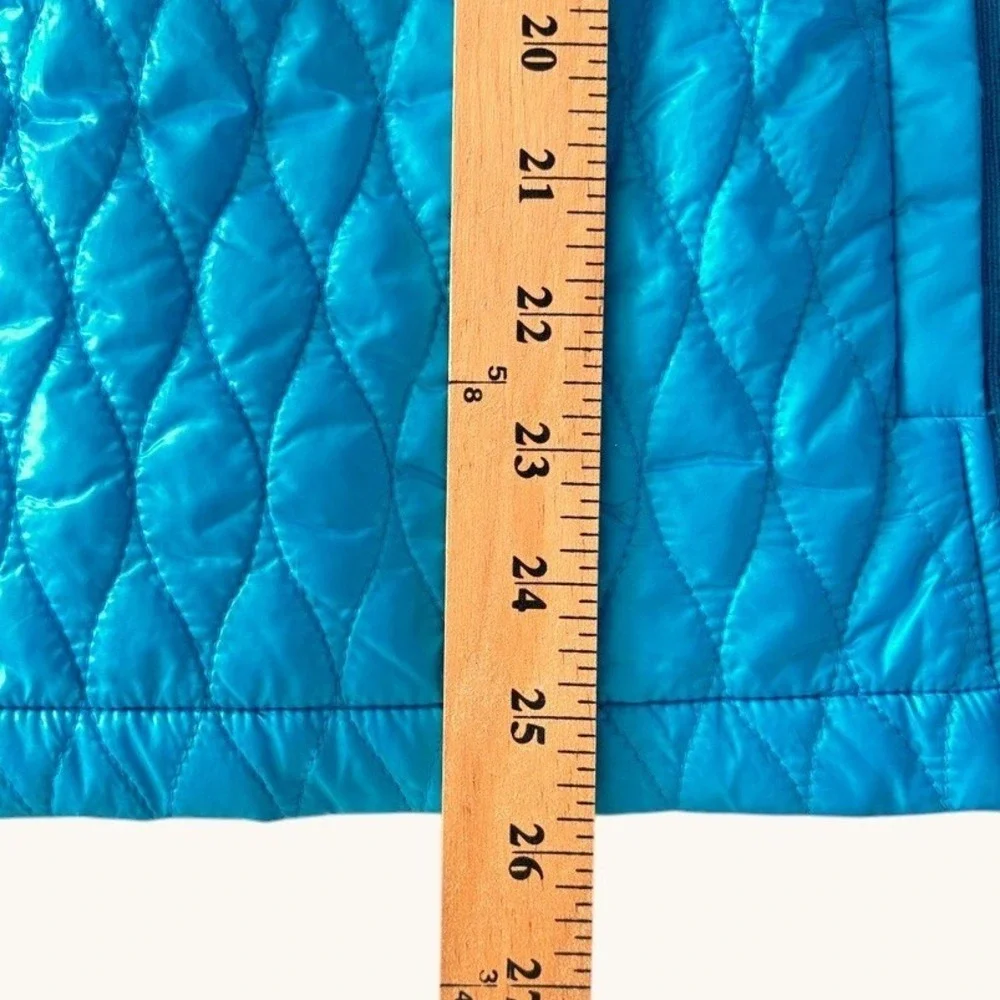 Talbots Turquoise Quilted Vest Knit Side Panels Sz 2X Preppy Casual Sporty Chic